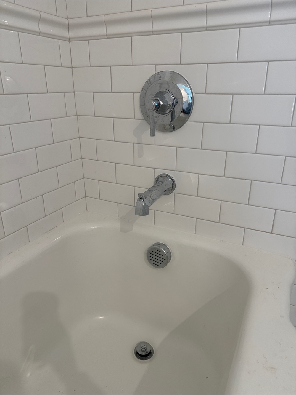 Tub trim kit in chrome-overflow drain cover and push and lift drain plug